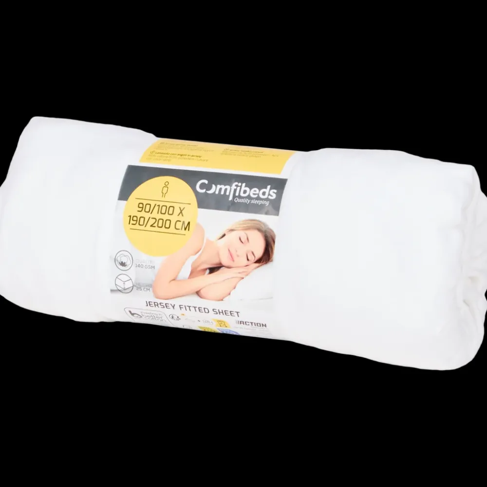 Beddengoed*Comfibeds jersey hoeslaken wit 90 x 200 x 25 cm | Action NL
