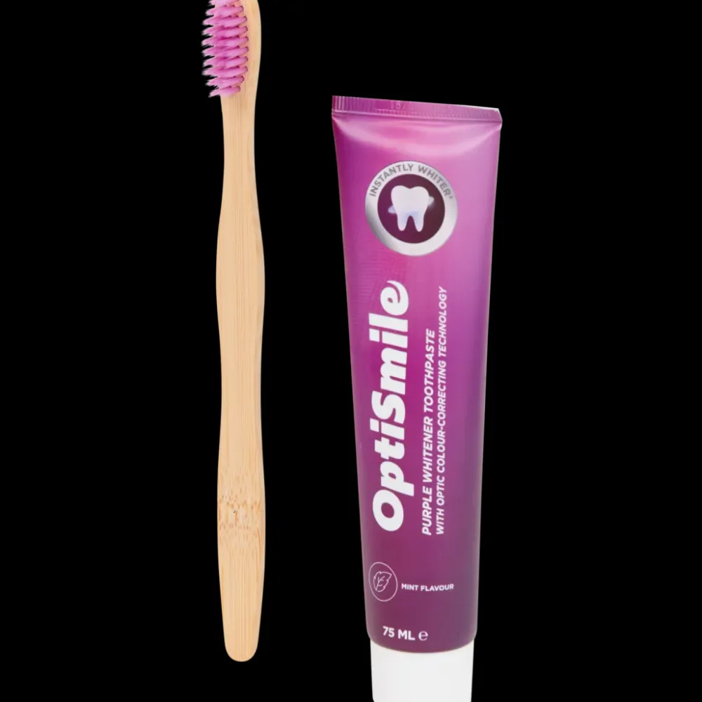 Mondverzorging* OptiSmile tandpasta met tandenborstel Purple Whitening | Action NL