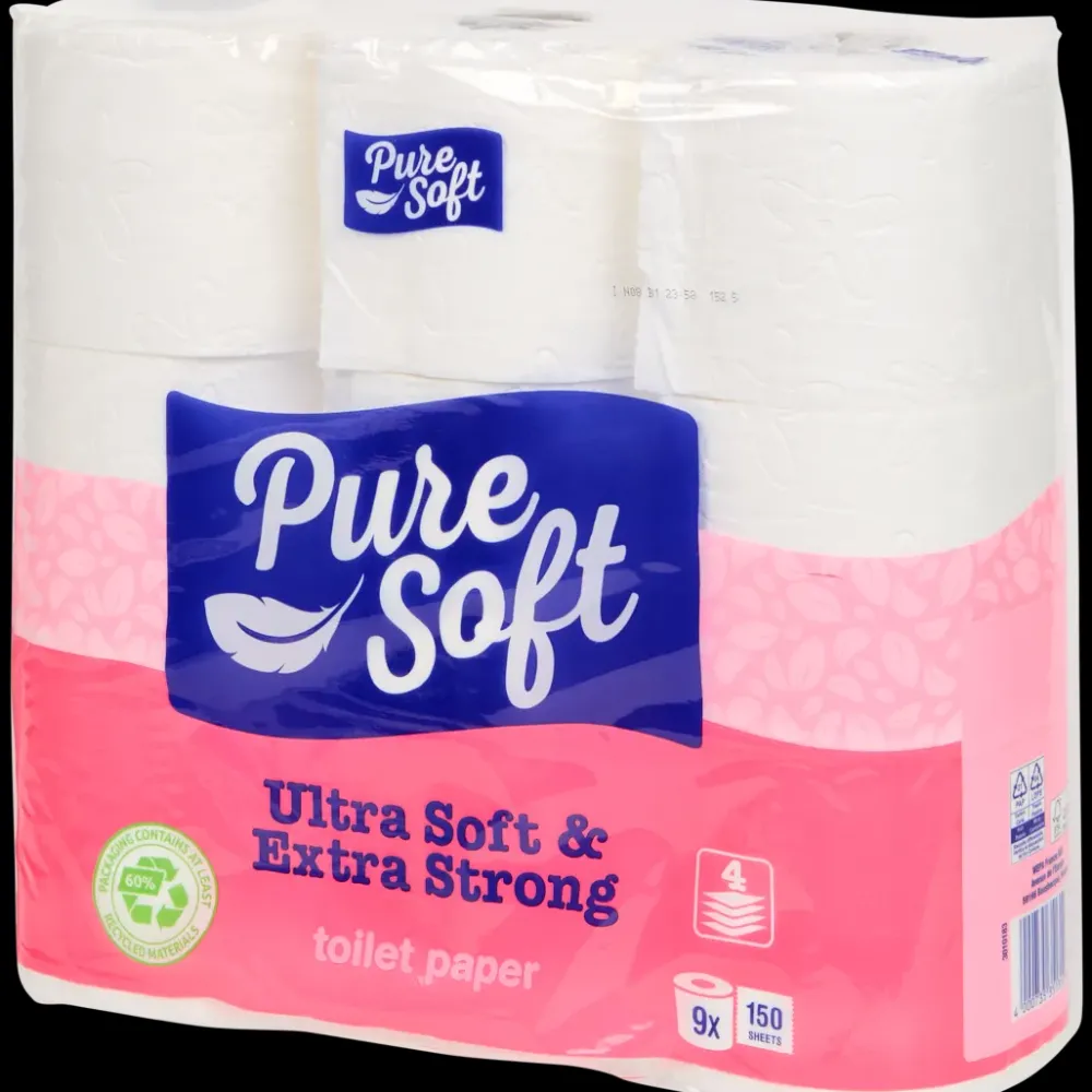 Toilet- & Keukenpapier*Pure Soft toiletpapier Ultra Soft & Extra Strong 9 Stuks | Action NL