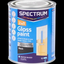 Verf*Spectrum 2-in-1 hoogglans verf zwart Zwart 750 ml | Action NL