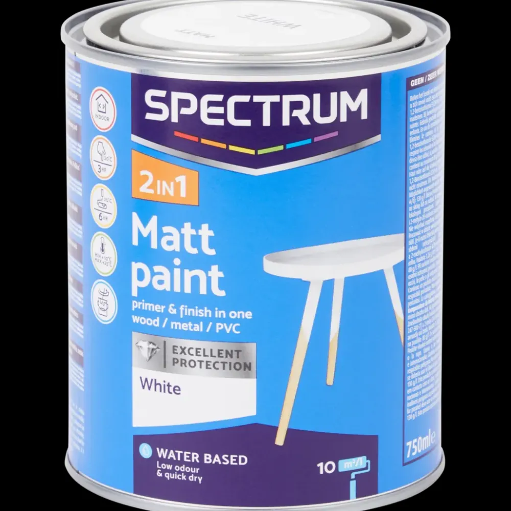 Verf*Spectrum 2-in-1 matte verf wit Wit 750 ml | Action NL