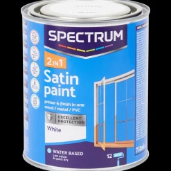 Verf*Spectrum 2-in-1 satijnglans verf wit Wit 750 ml | Action NL