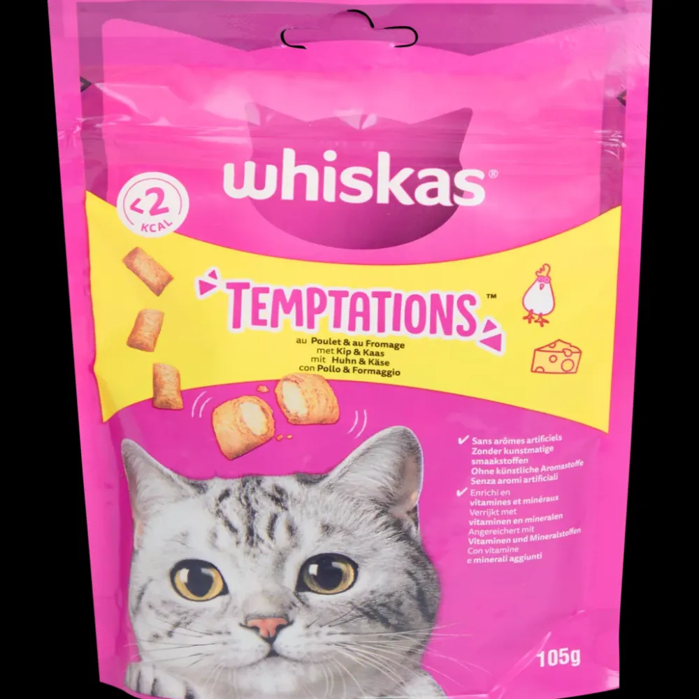 Dierenvoeding|Kat*Whiskas Temptations kattensnoepjes kip en kaas | Action NL